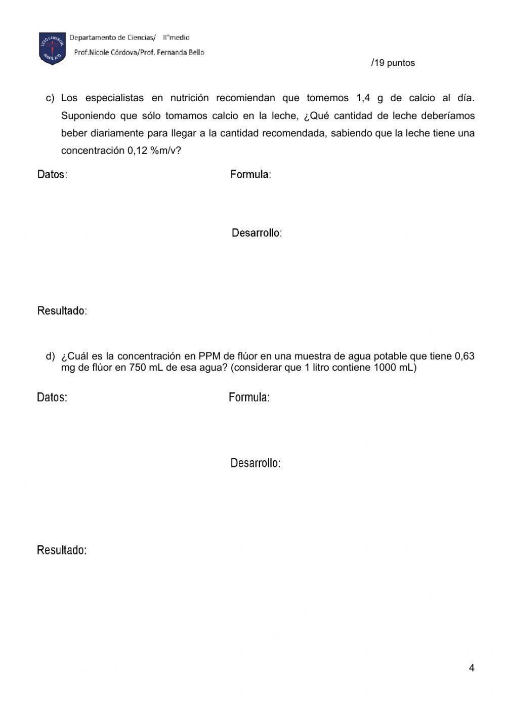 Ejercicios concentración de disoluciones