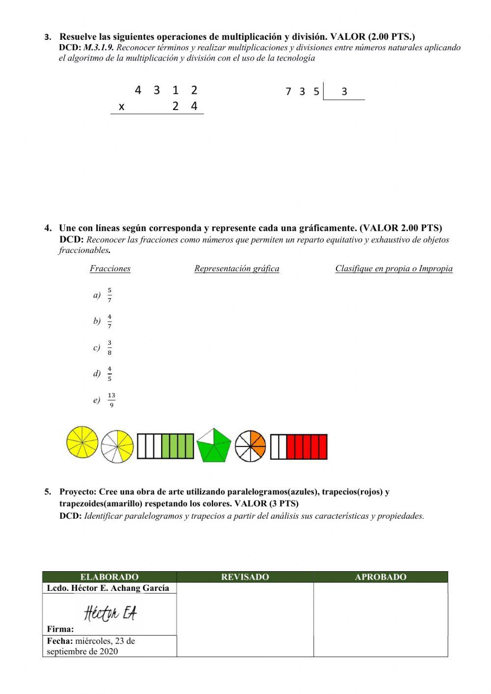 5to Evaluación 1er Quimestre