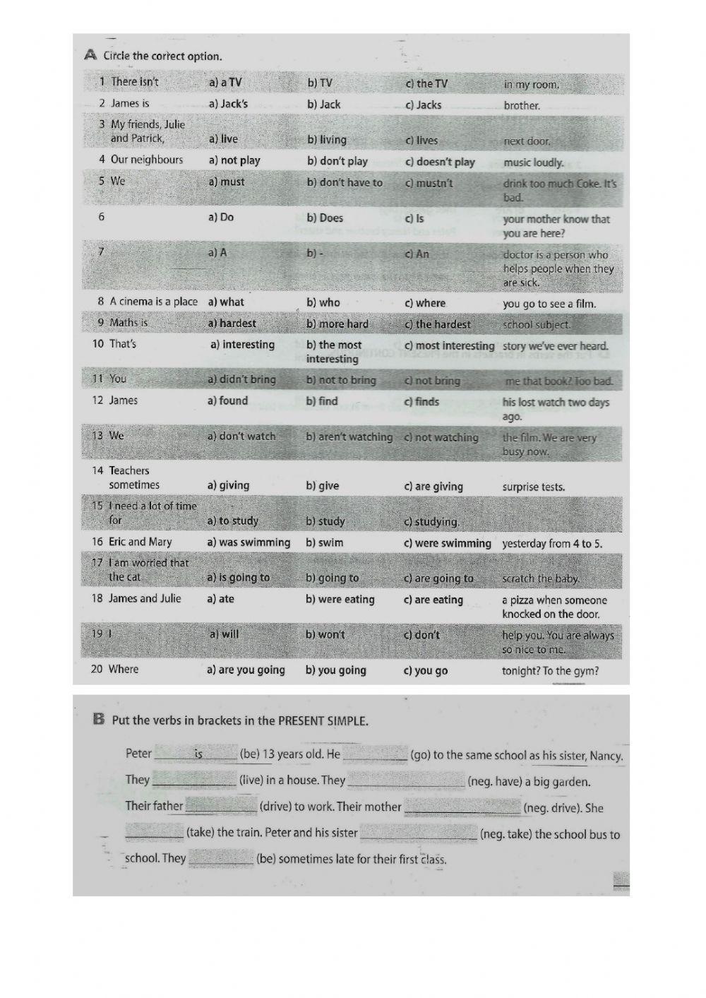 Initial test 8th grade