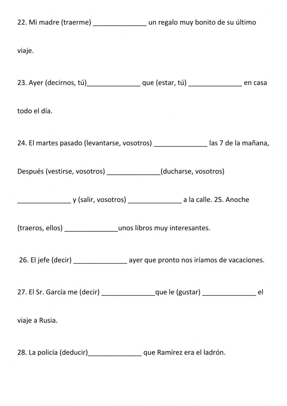 Pretérito Indefinido Simpre Verbos Irregulares