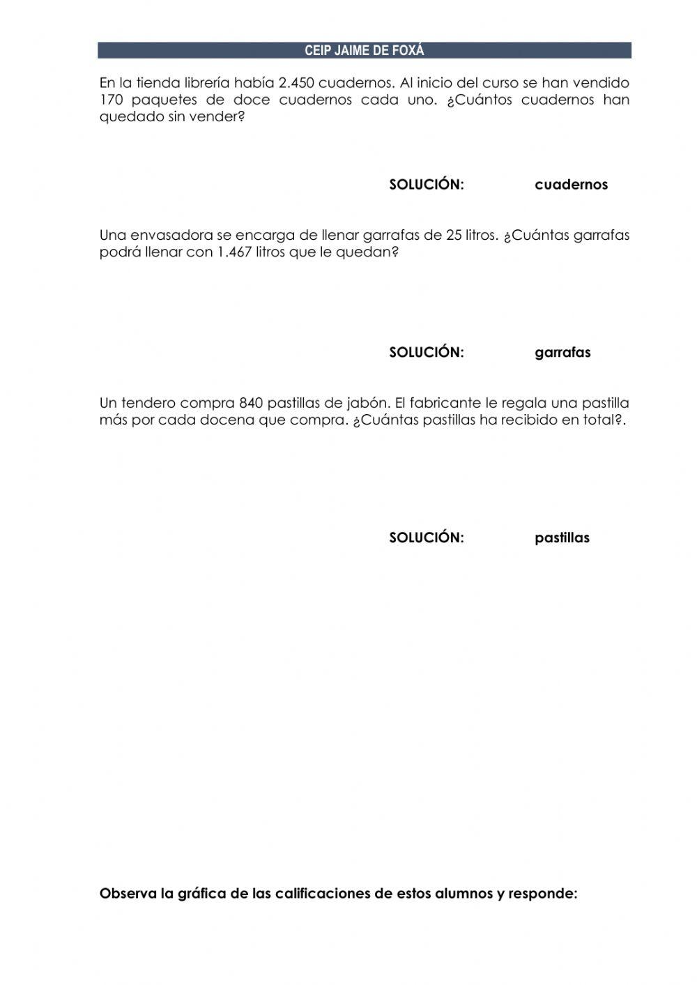 EVALUACIÓN INICIAL DE MATEMÁTICAS 6º DE ED. PRIMARIA 