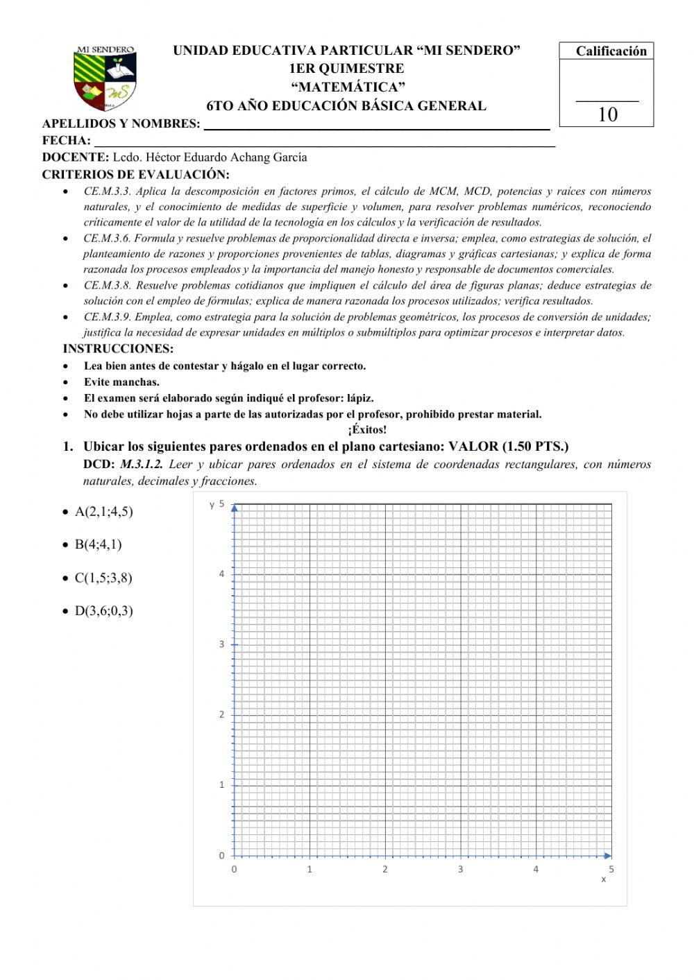 6to Evaluación 1er Quimestre