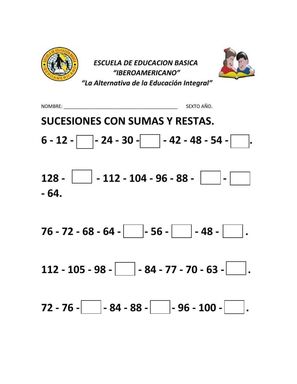 Sucesiones de sumas y restas