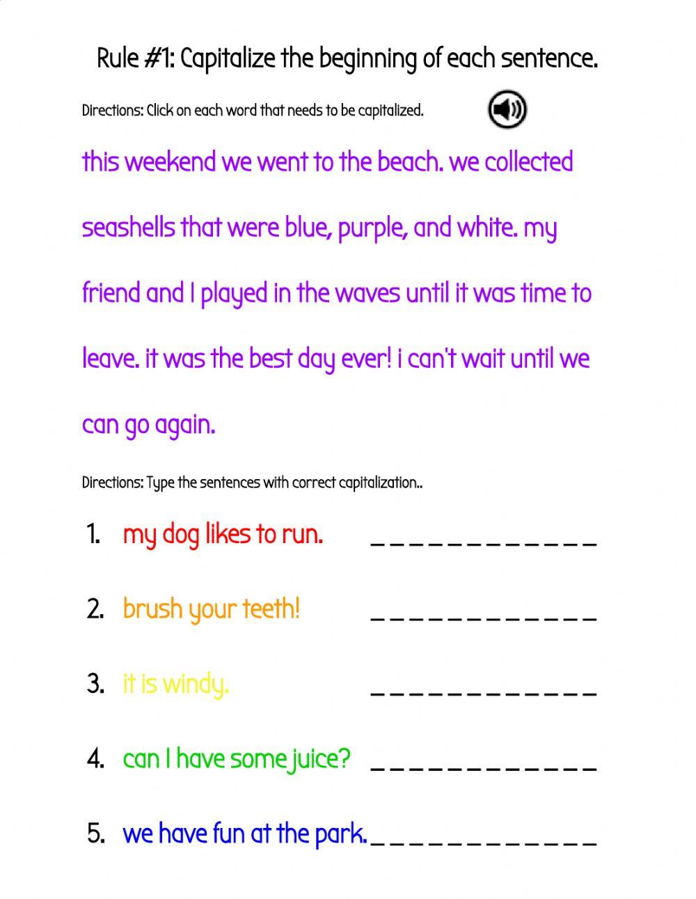 Capitalize the Beginning of Sentences Capitalize the Beginning of Sentences