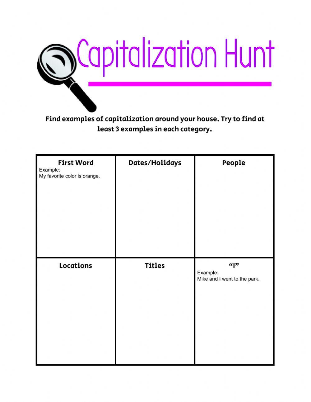 Capitalization Hunt Capitalization Hunt
