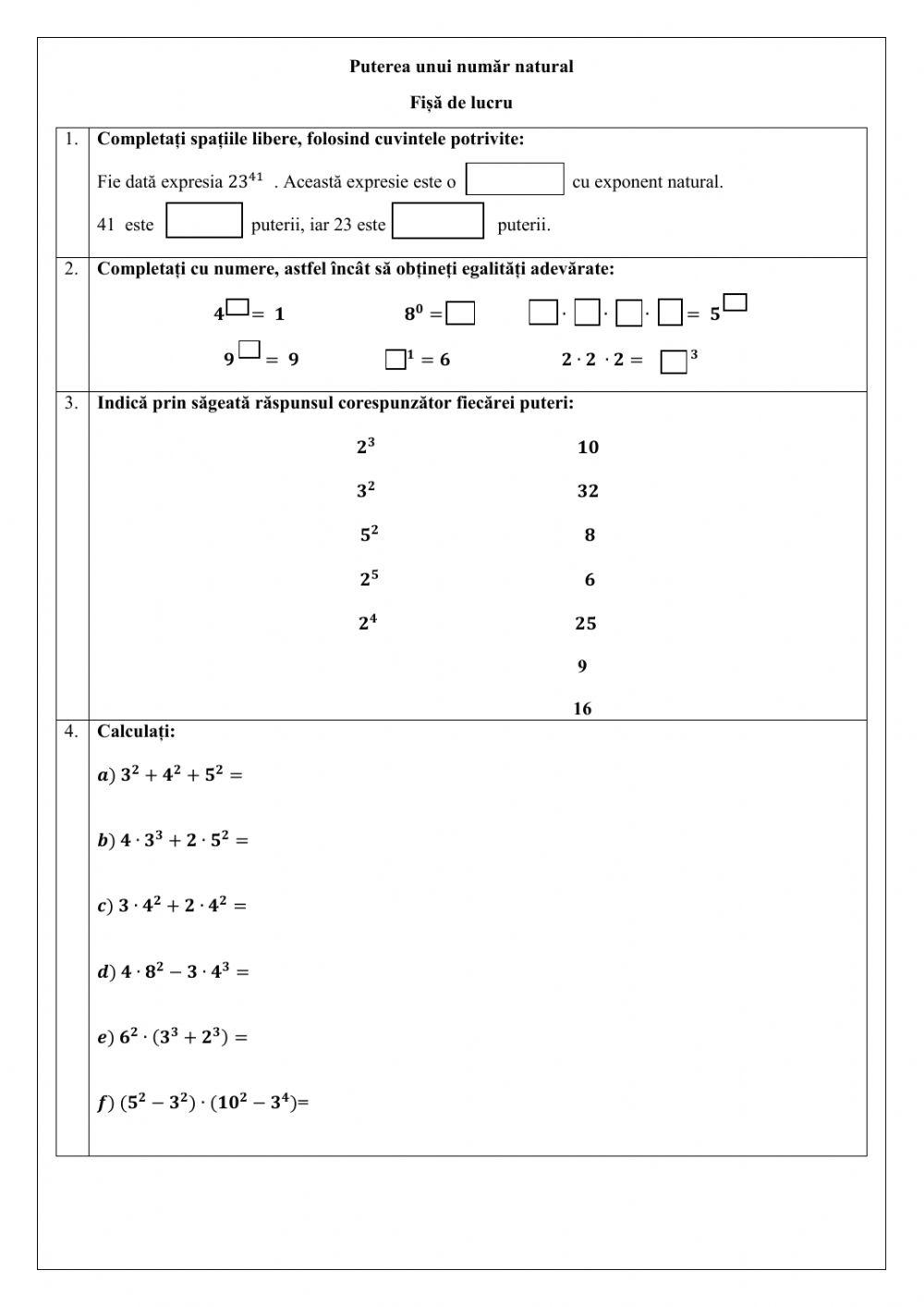 Puterea unui număr natural