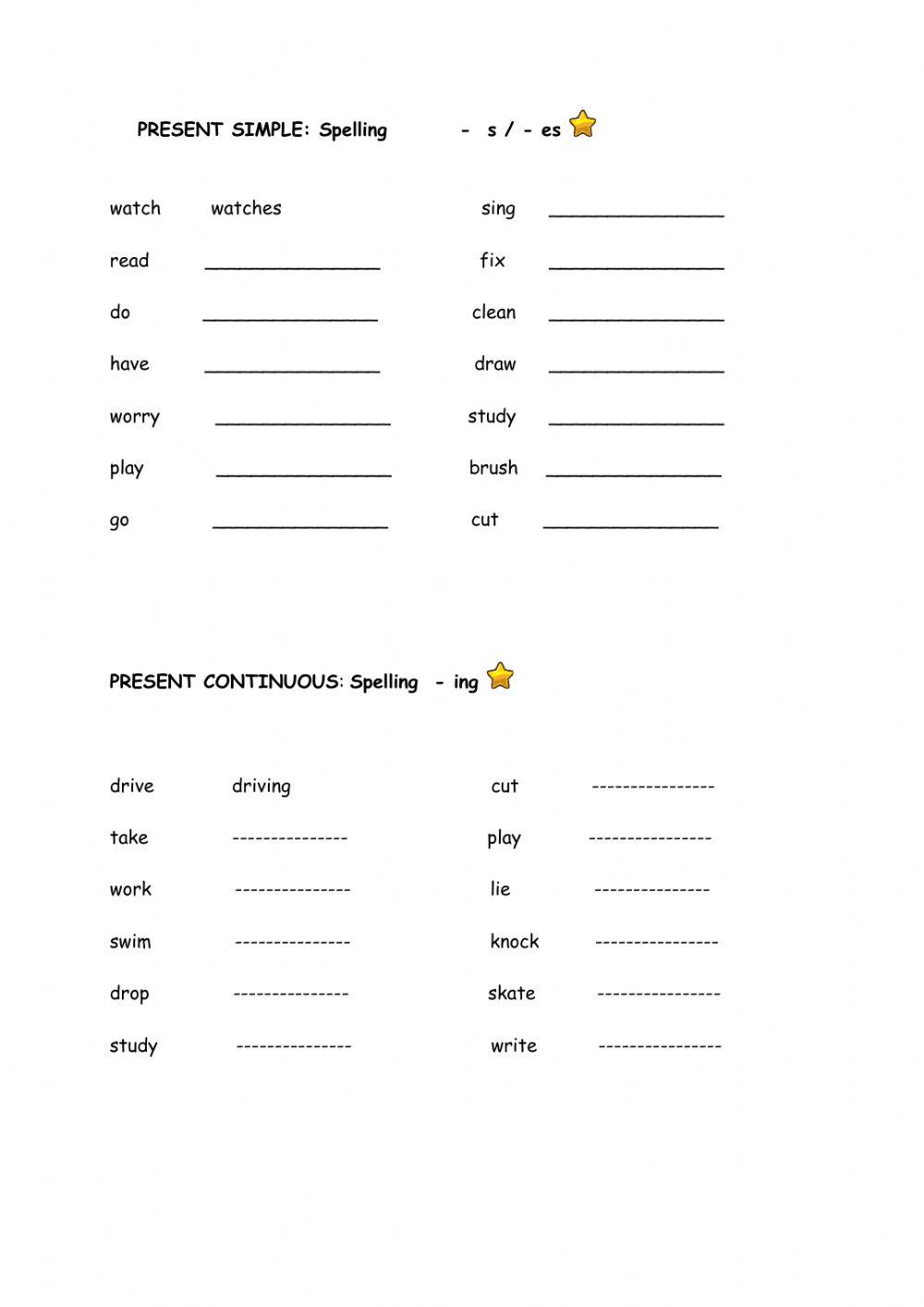 Present Simple or Continuous - spelling