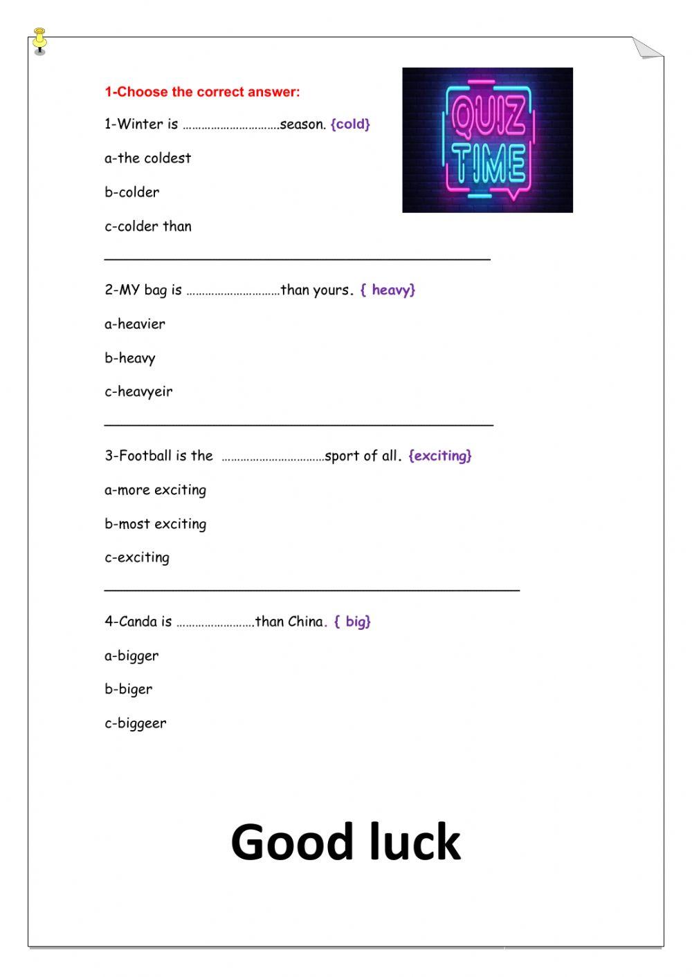 Superlative and comparative