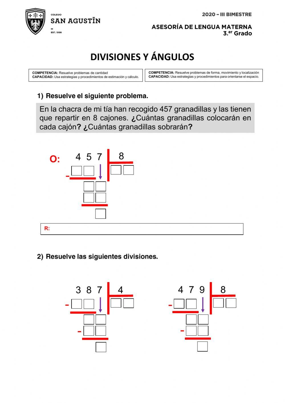 Divisiones y ángulos