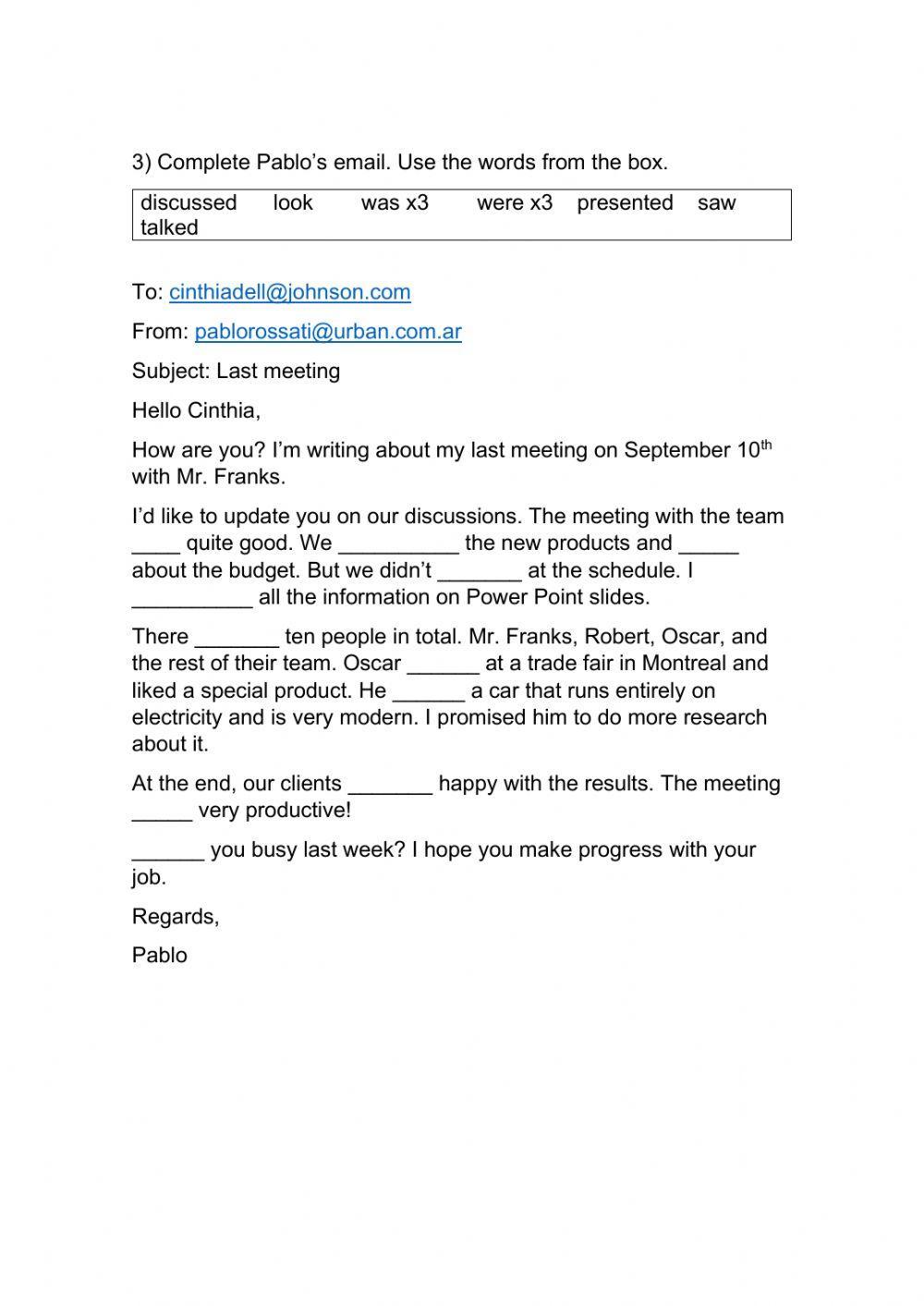 Talking about past events