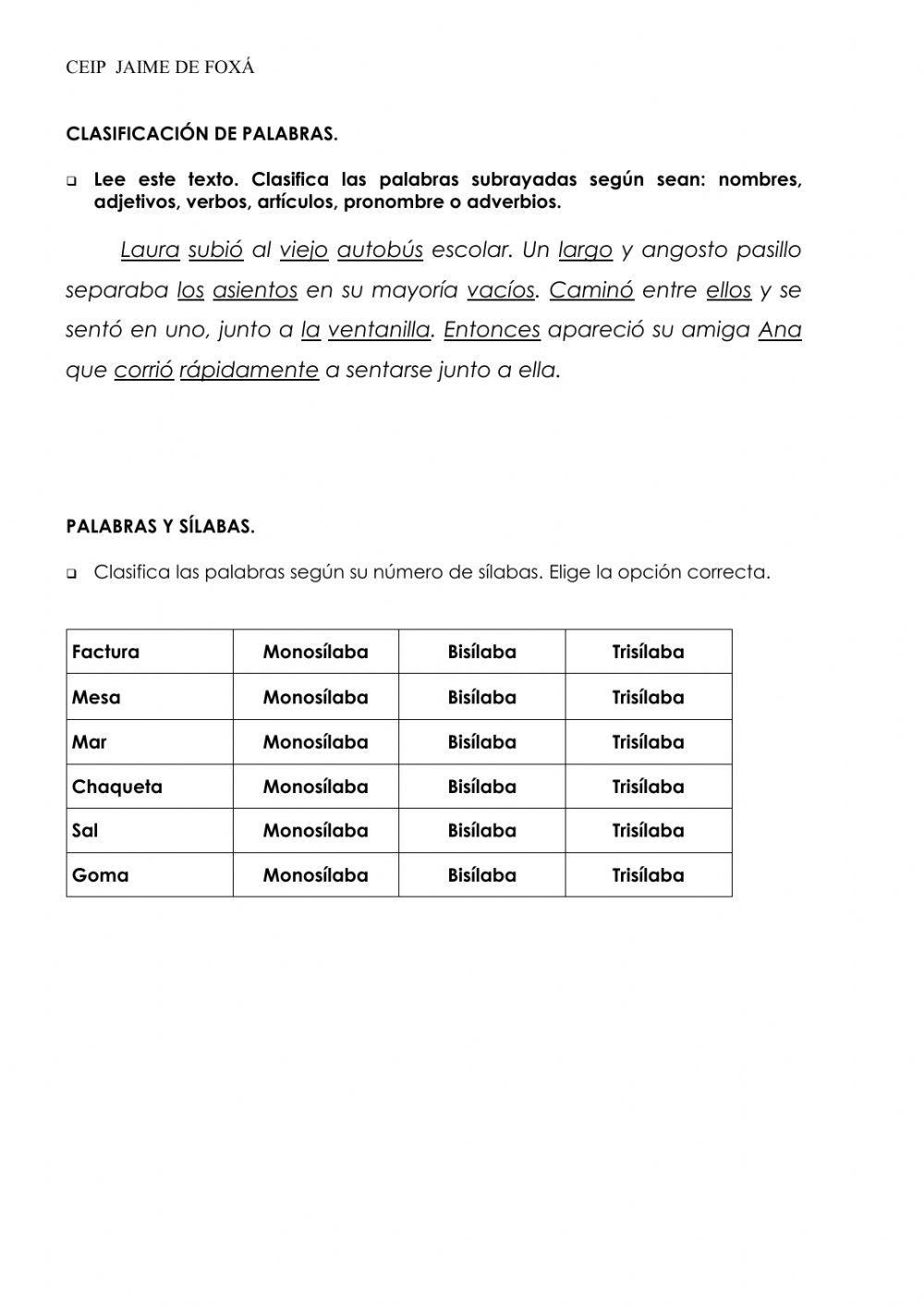Evaluación inicial lenguaje 6º curso 2020-2021