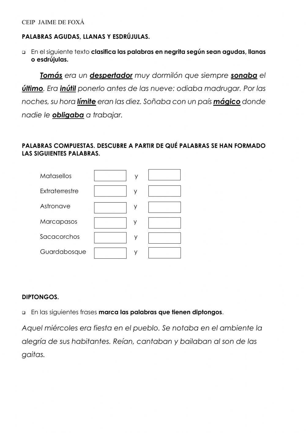 Evaluación inicial lenguaje 6º curso 2020-2021