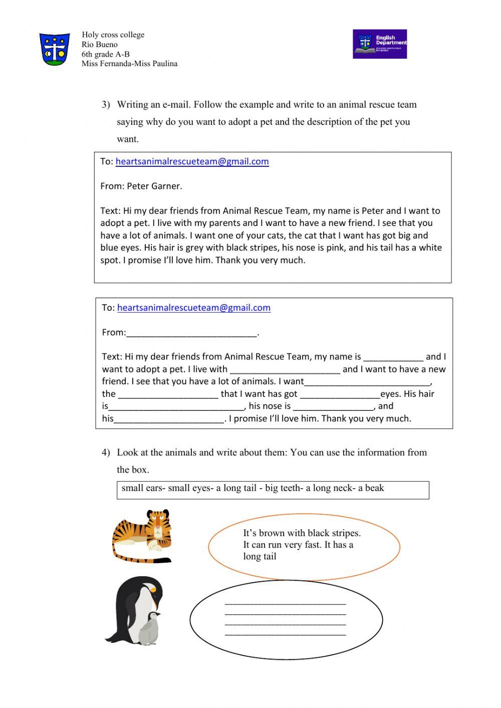 Worksheet 2 unit 3: The natural world 6th grade 