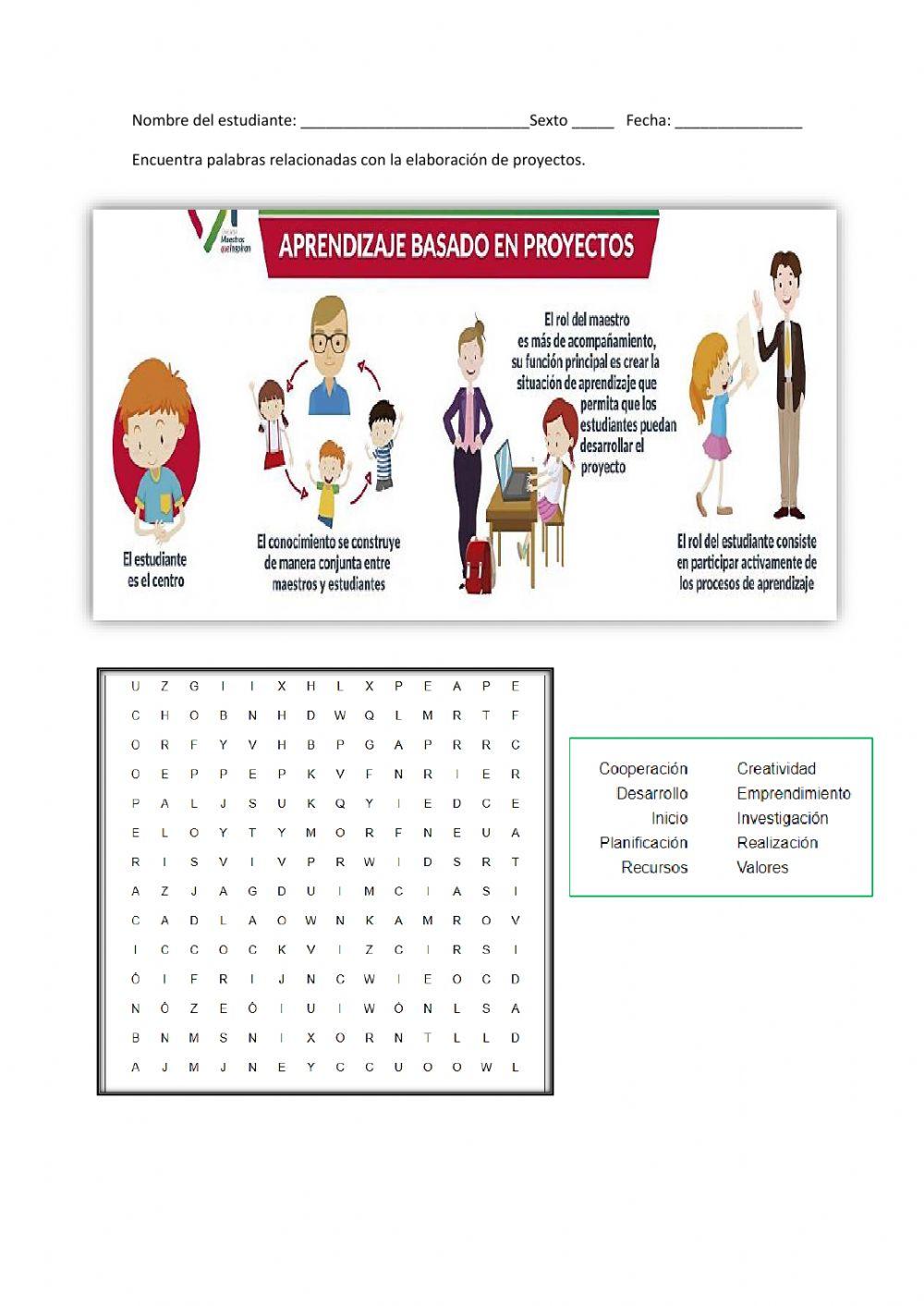 Sopa de letras de proyecto