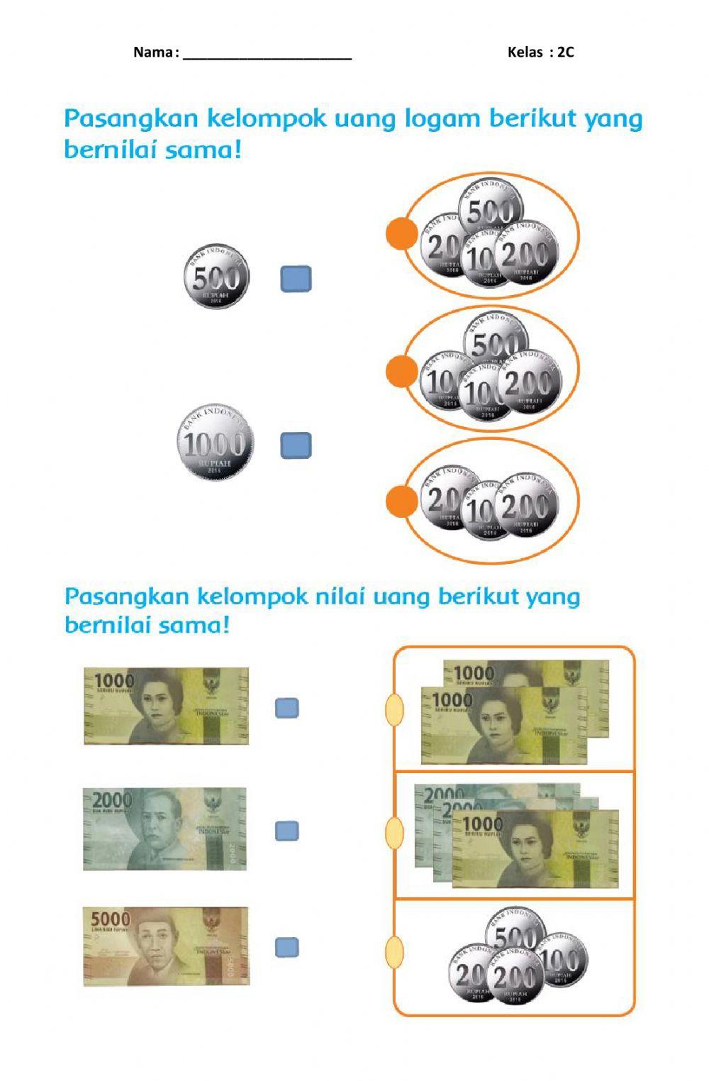 Memasangkan Nilai uang yang sama