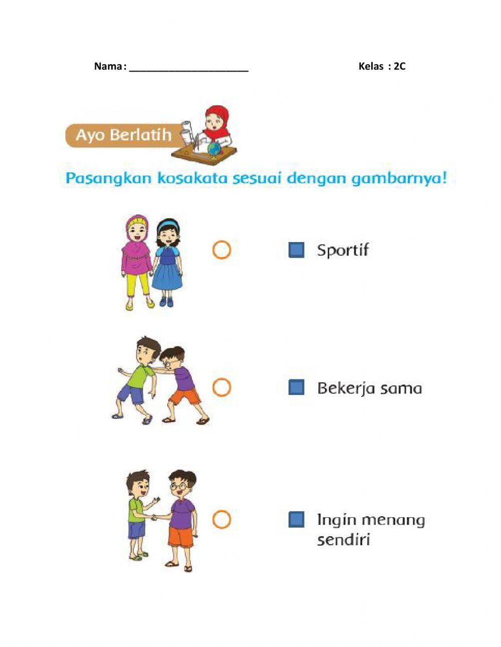 Memasangkan kosakatan dengan gambar ilustrasi