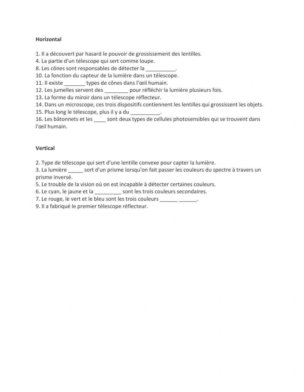 La révision des thèmes 5 et 6 (Lumière)