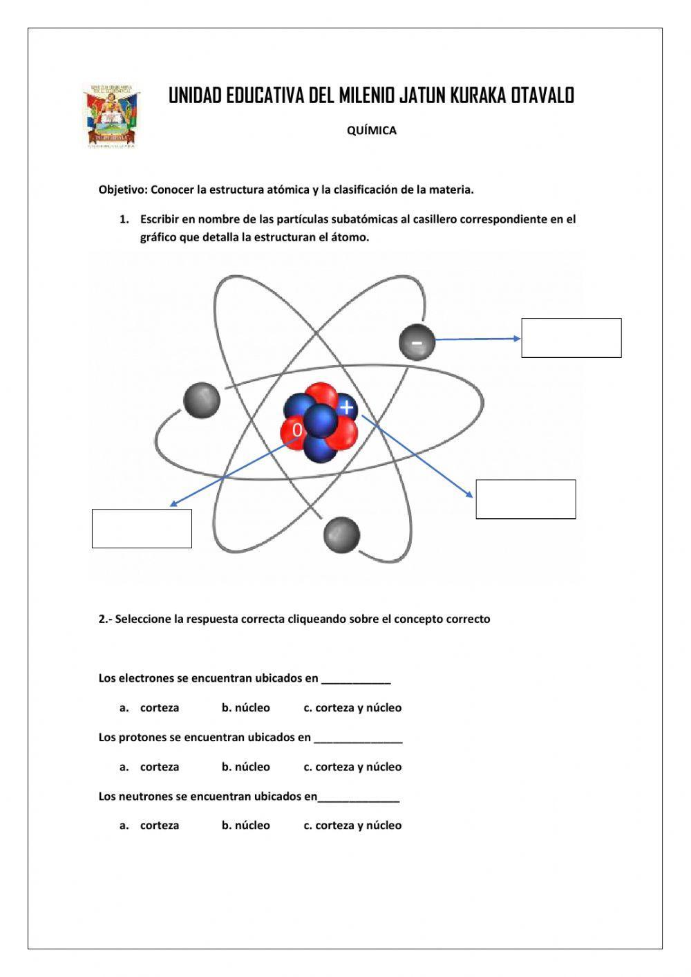 Estructura Atómica y clasificación de la materia