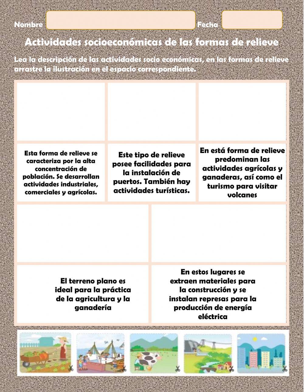 Actividades socio económicas según forma de relieve