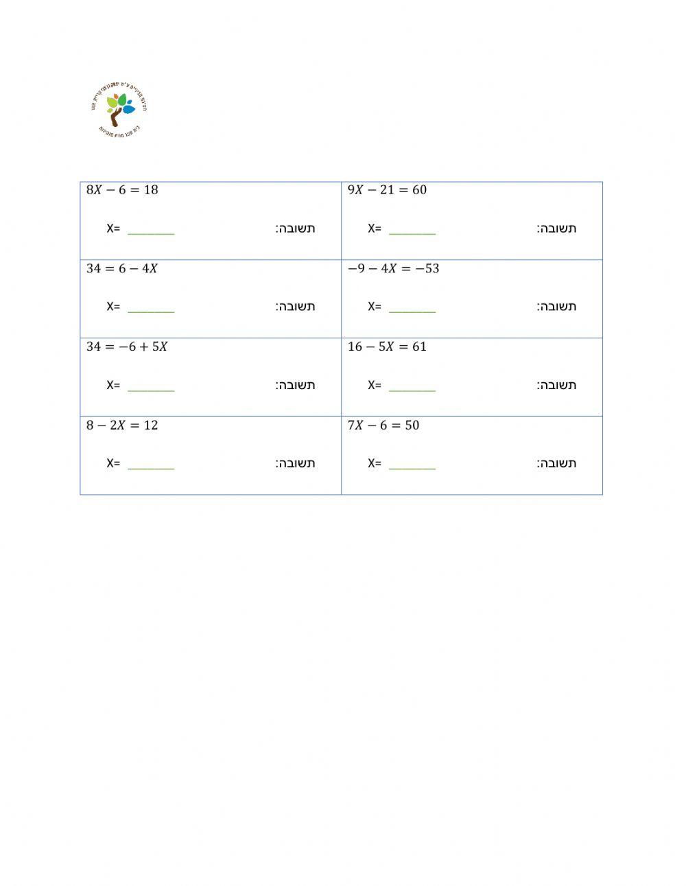 תרגול 1 משוואות פשוטות