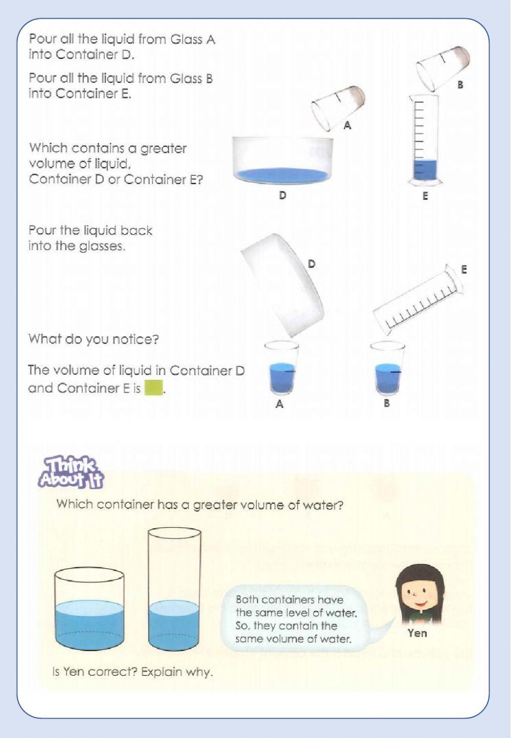 Mathematics 3b capacity and volume a worksheet live worksheets