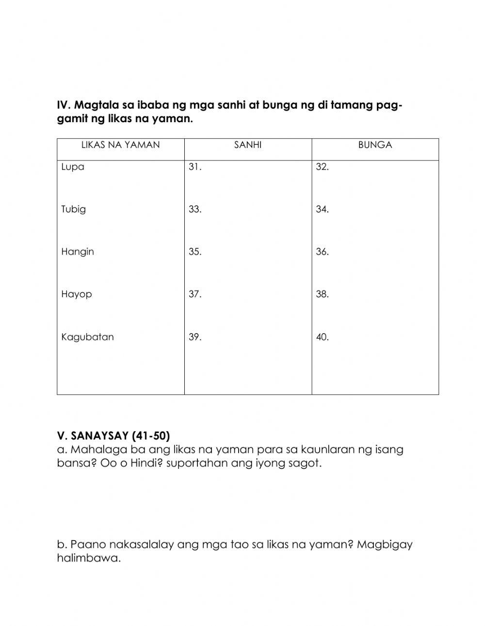 Unang Markahang Pagsasanay Part 2 Araling Panlipunan 7