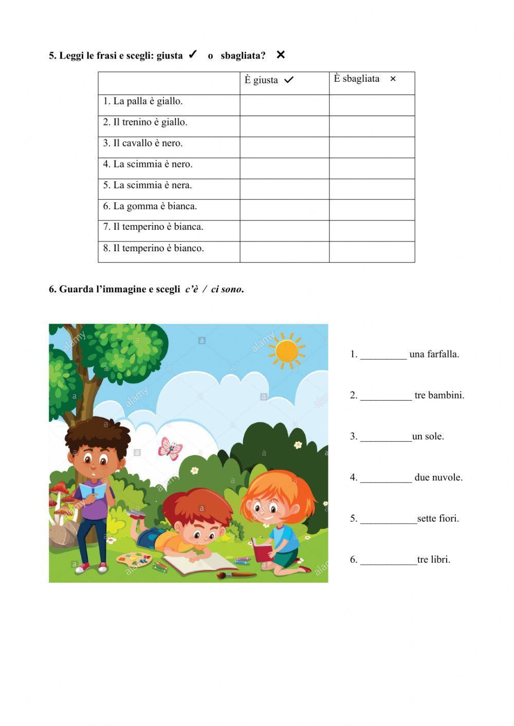 Scuola (oggetti), c'è ci sono, singolare, plurale