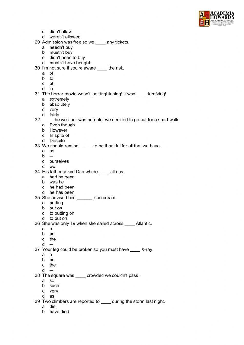 Placement test b2-c1