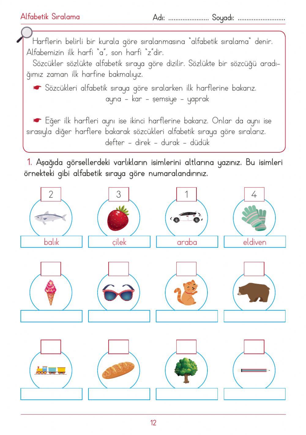 Türkçe alfabetik sıralama
