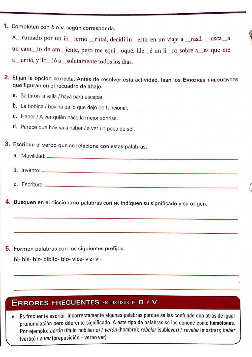 Uso de «b», «v» y «w»