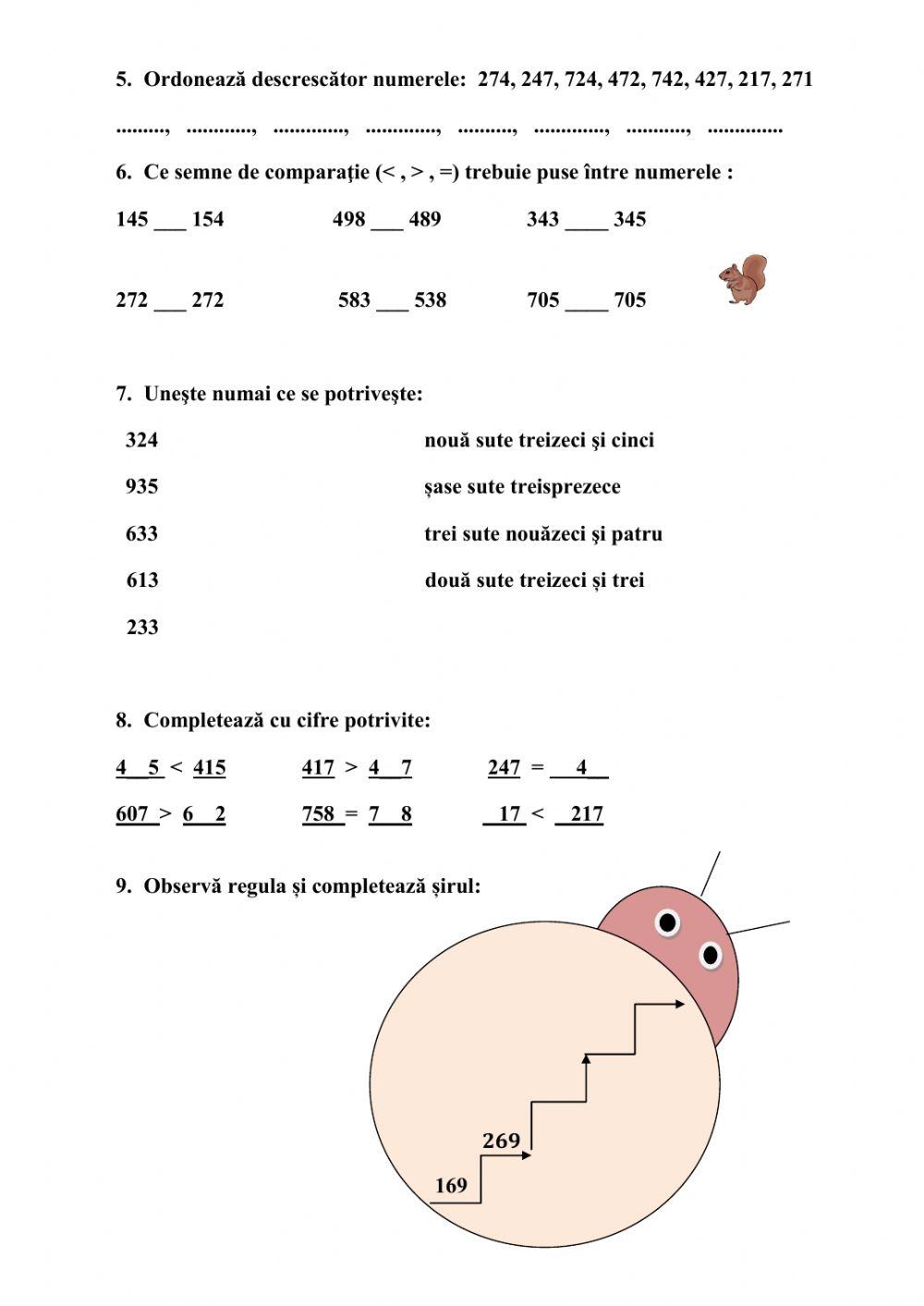 Ordonarea si compararea nr 0-1000
