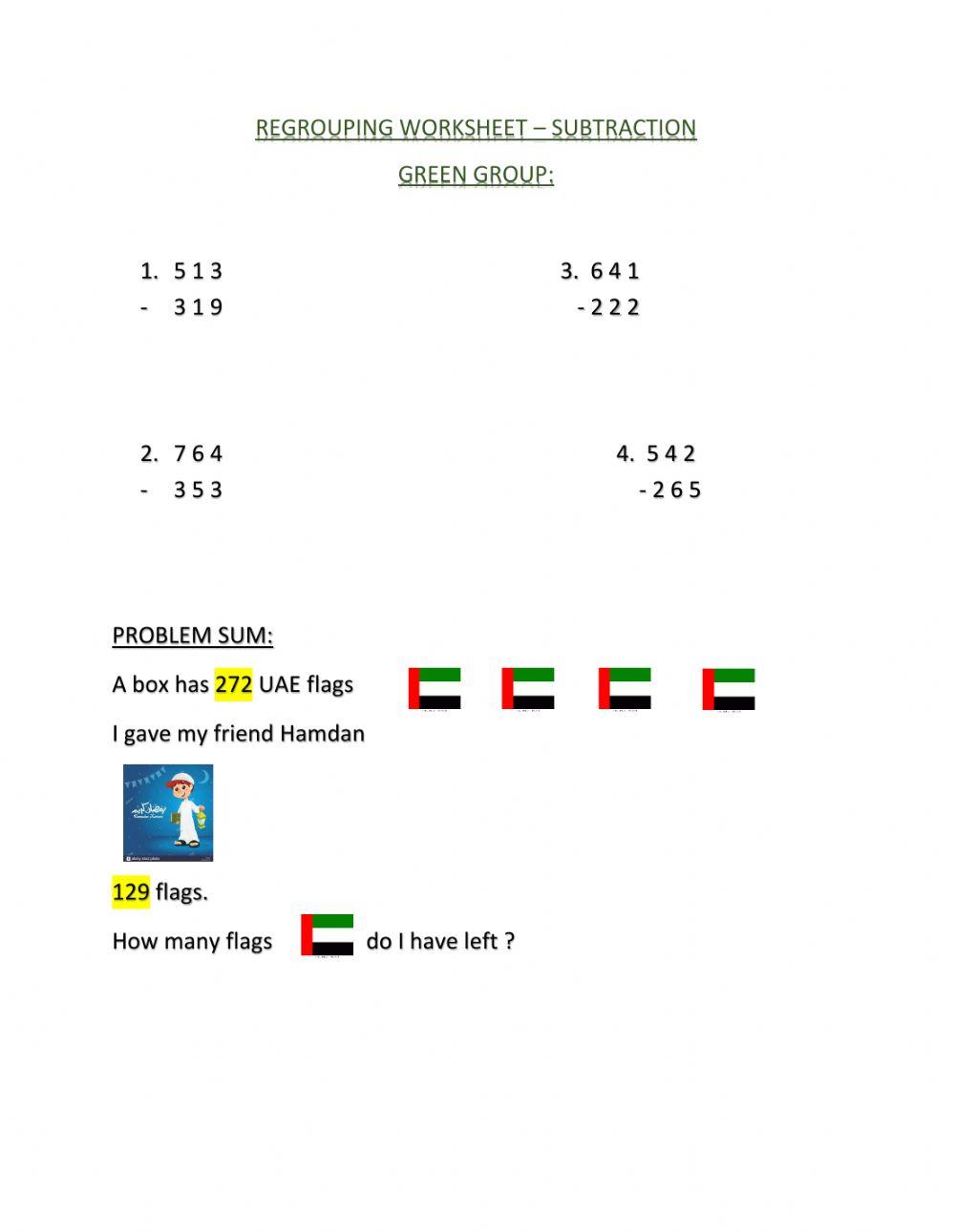 Subtraction - regrouping