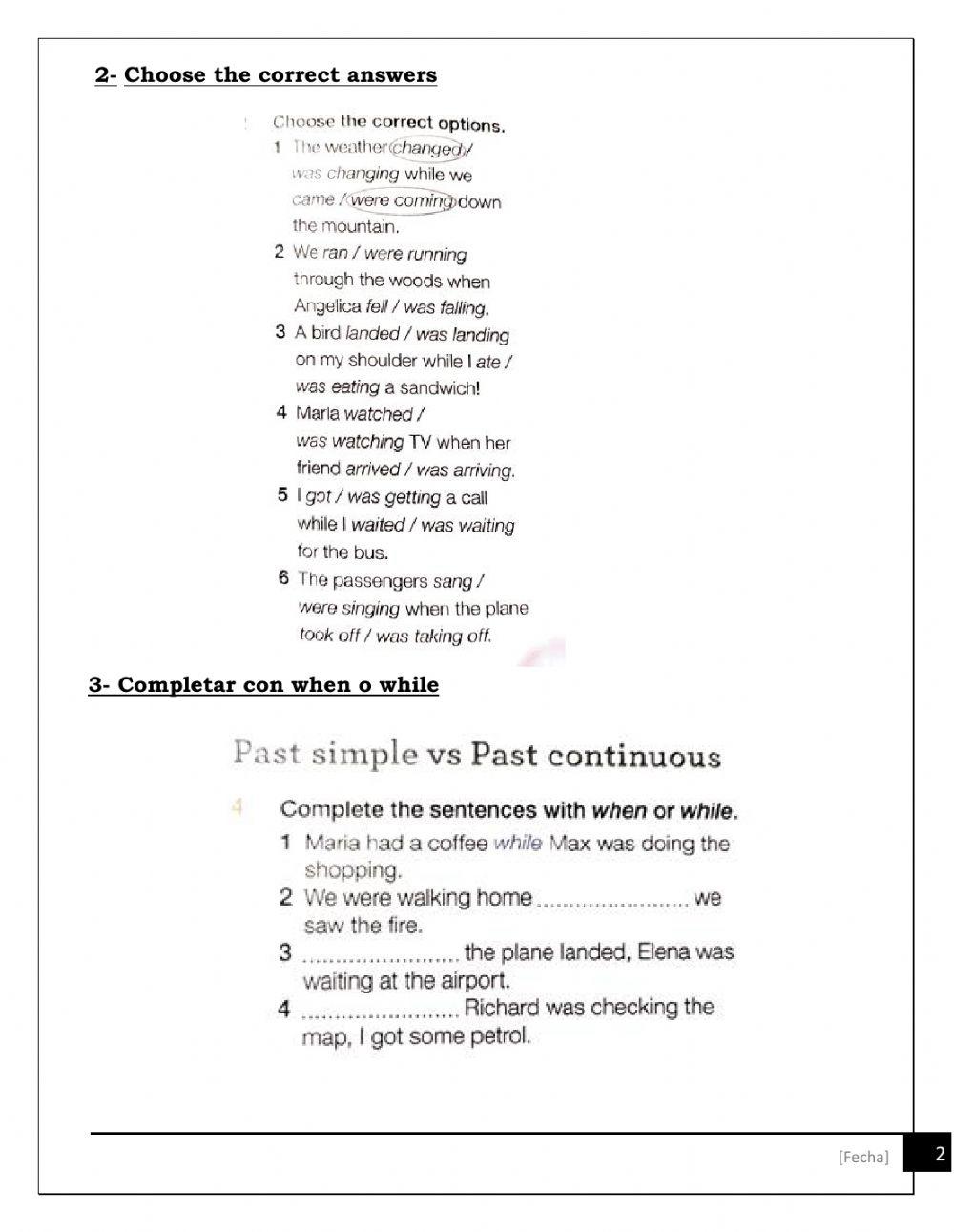 Simple past vs past continuous