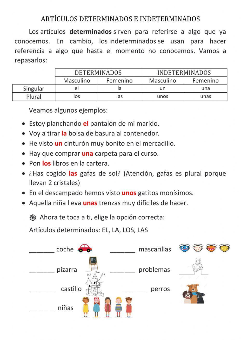 Artículos determinados e indeterminados