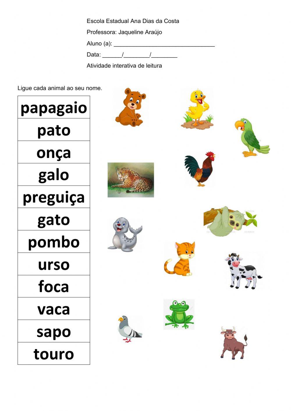 Ligar a palavra até a figura correspondente