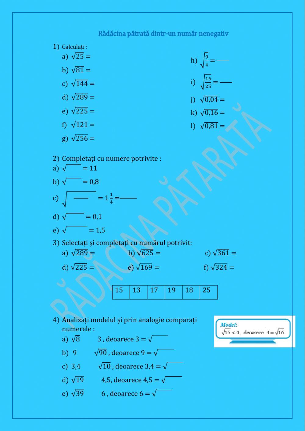 Rădăcina pătrată dintr-un număr nenegativ