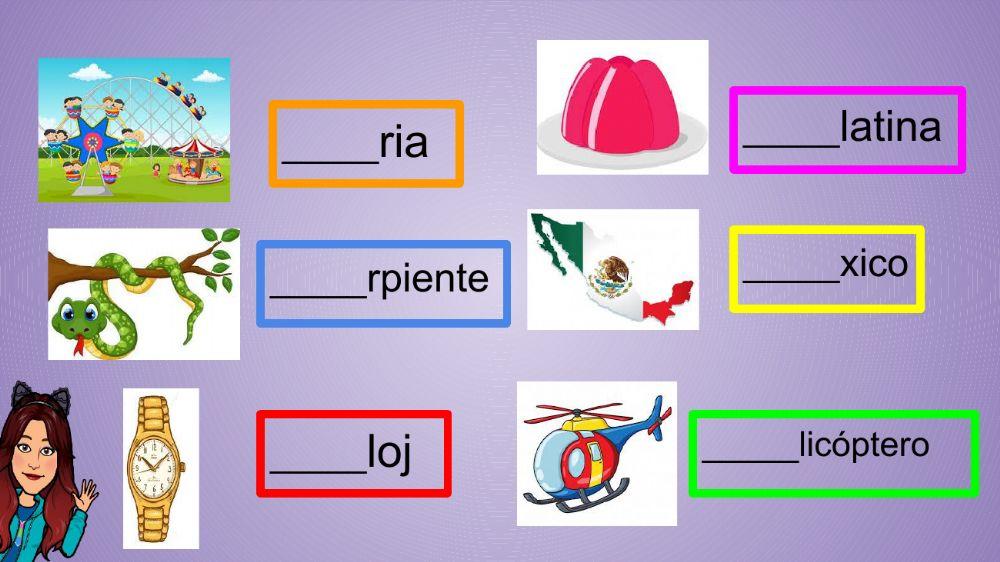 Completa palbras con silabas