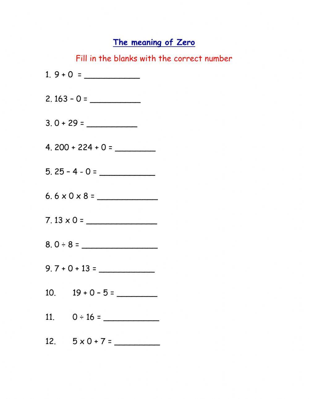 Exponential, Expanded forms and Zero