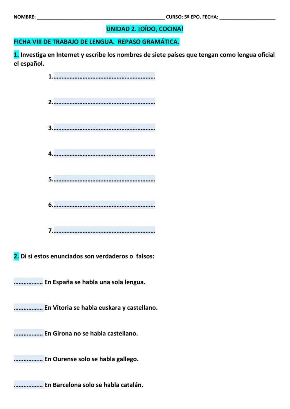 Ficha 8 LCL T-2 5º EPO