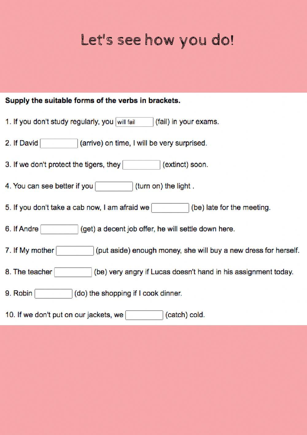 Conditional Sentences Type 0,1,2