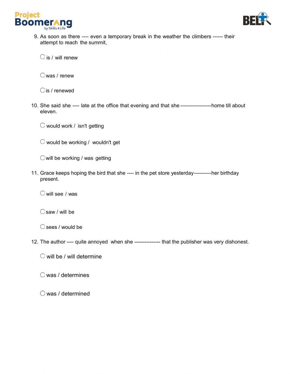 BELT Grammar Practice