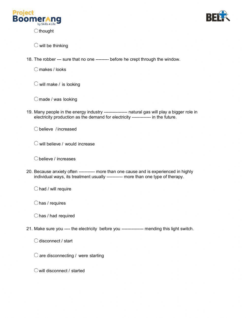 BELT Grammar Practice