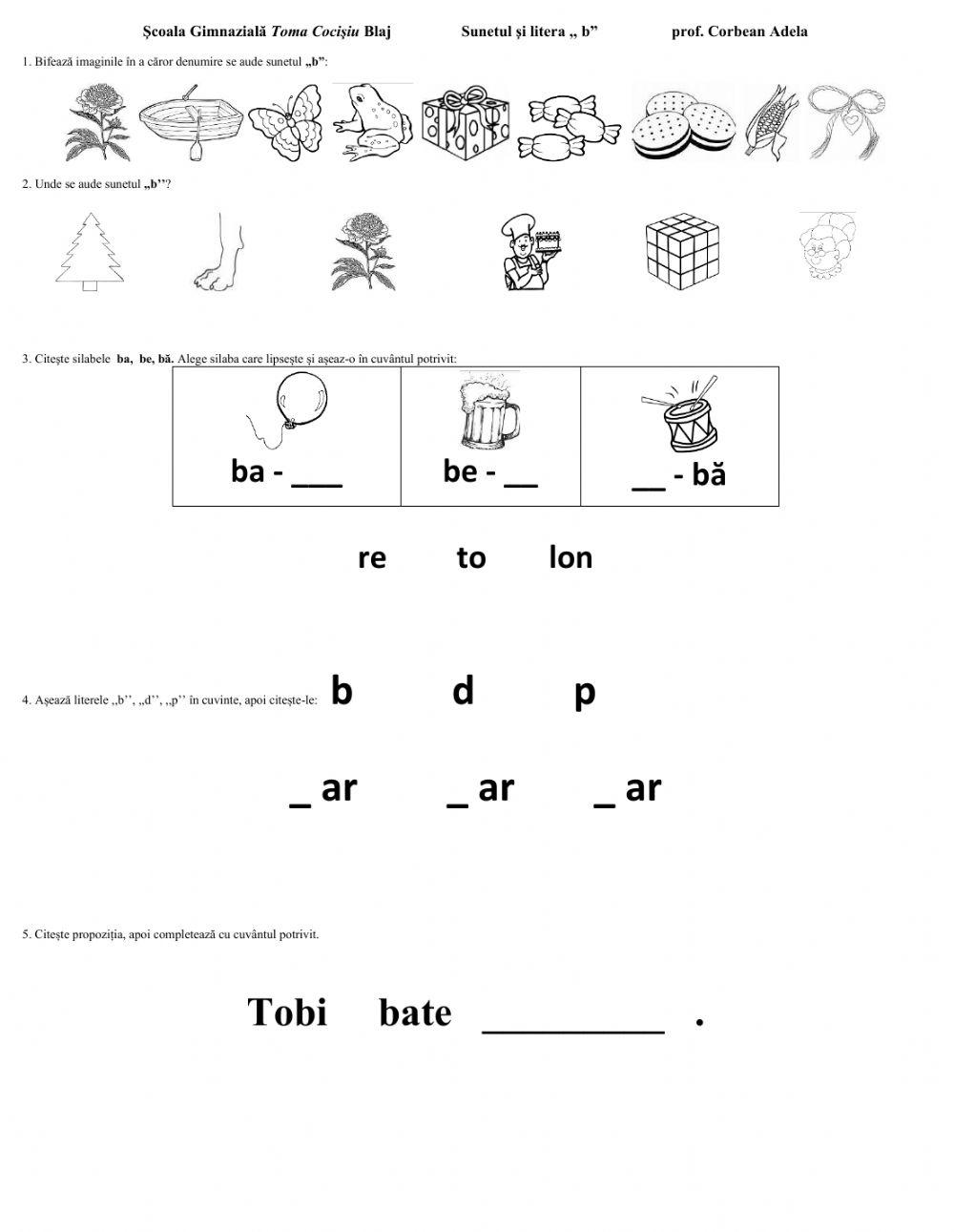 Sunetul și litera ,,b''