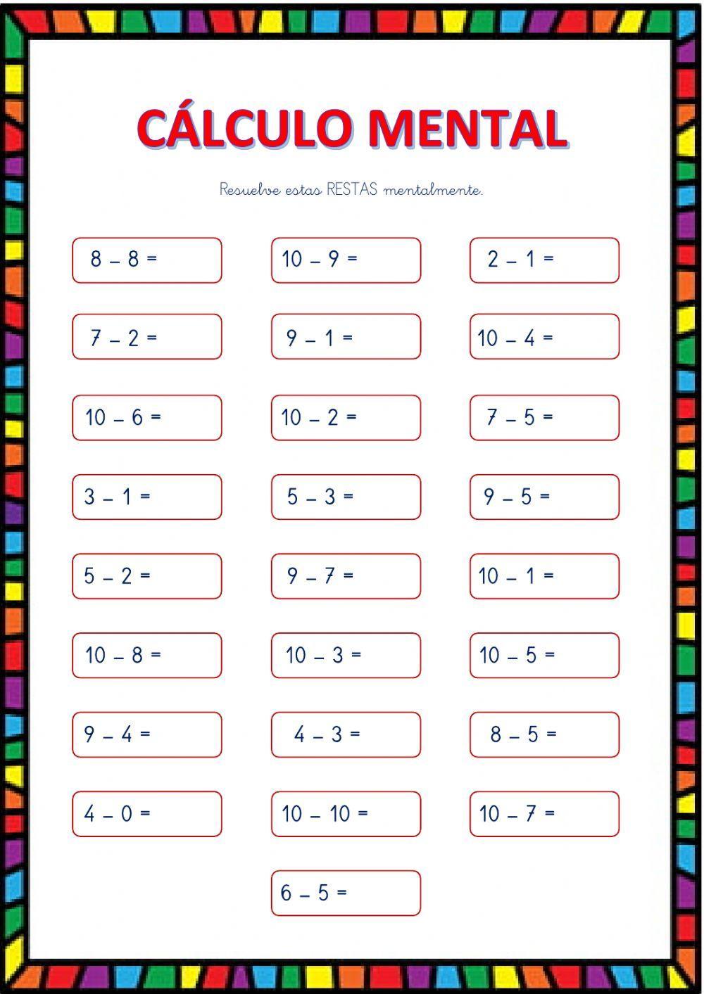 Cálculo Mental (restas)
