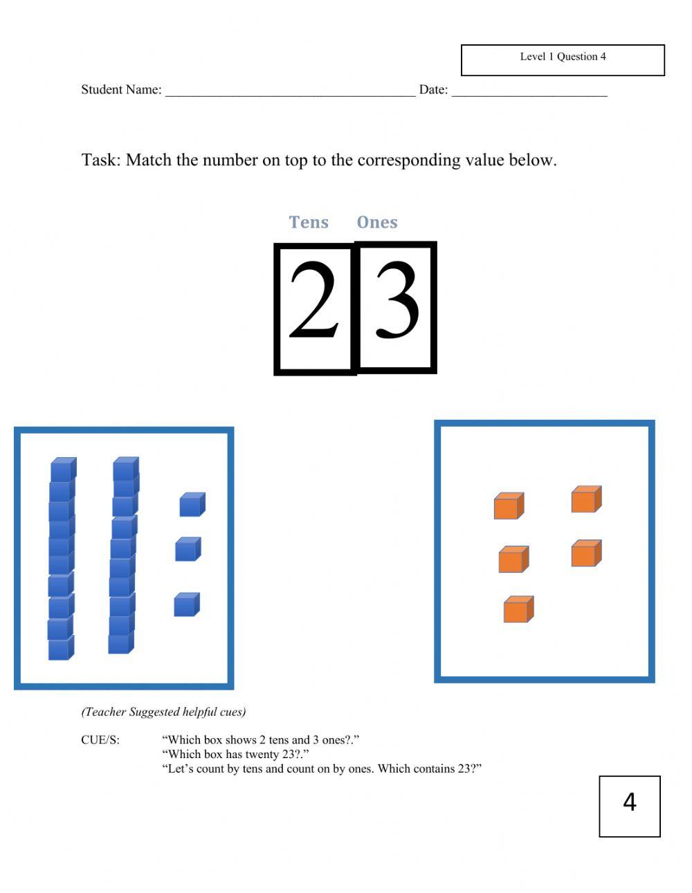 Level 1 November Math assessment k-2