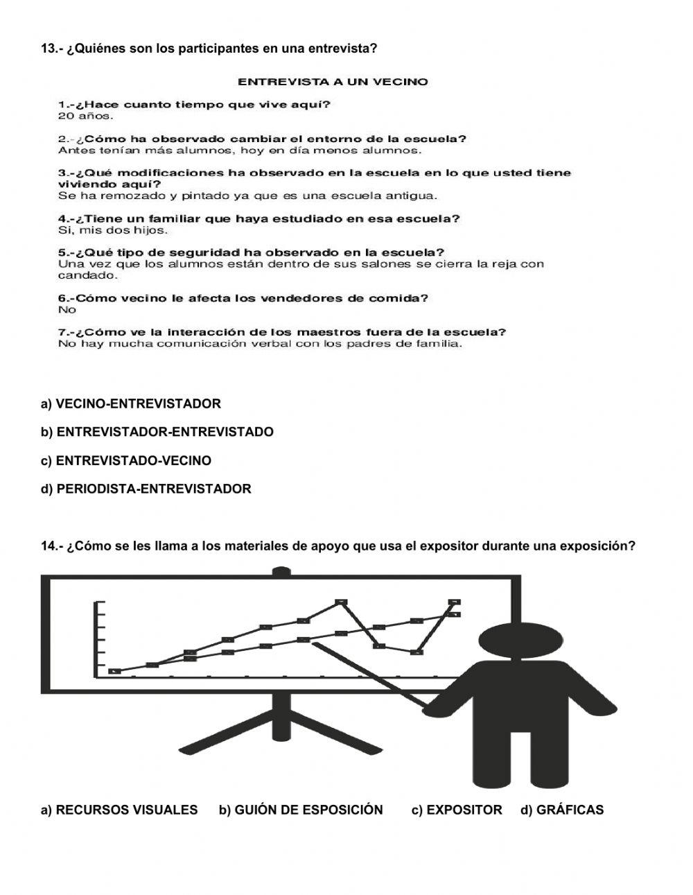 Examen diagnóstico de español
