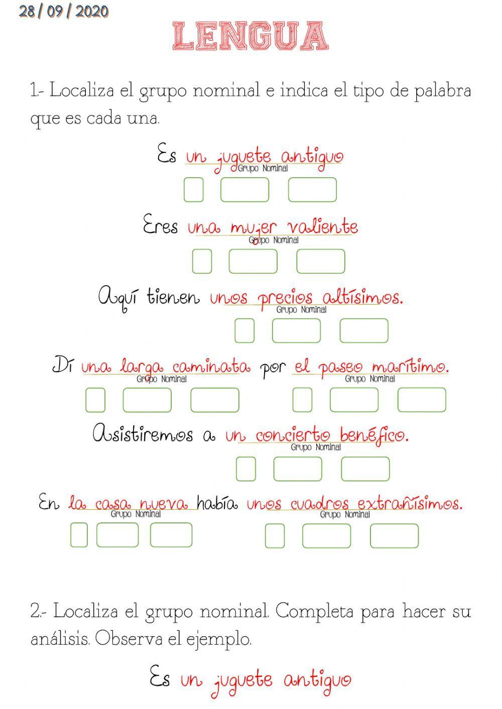 analisis grupos nominales