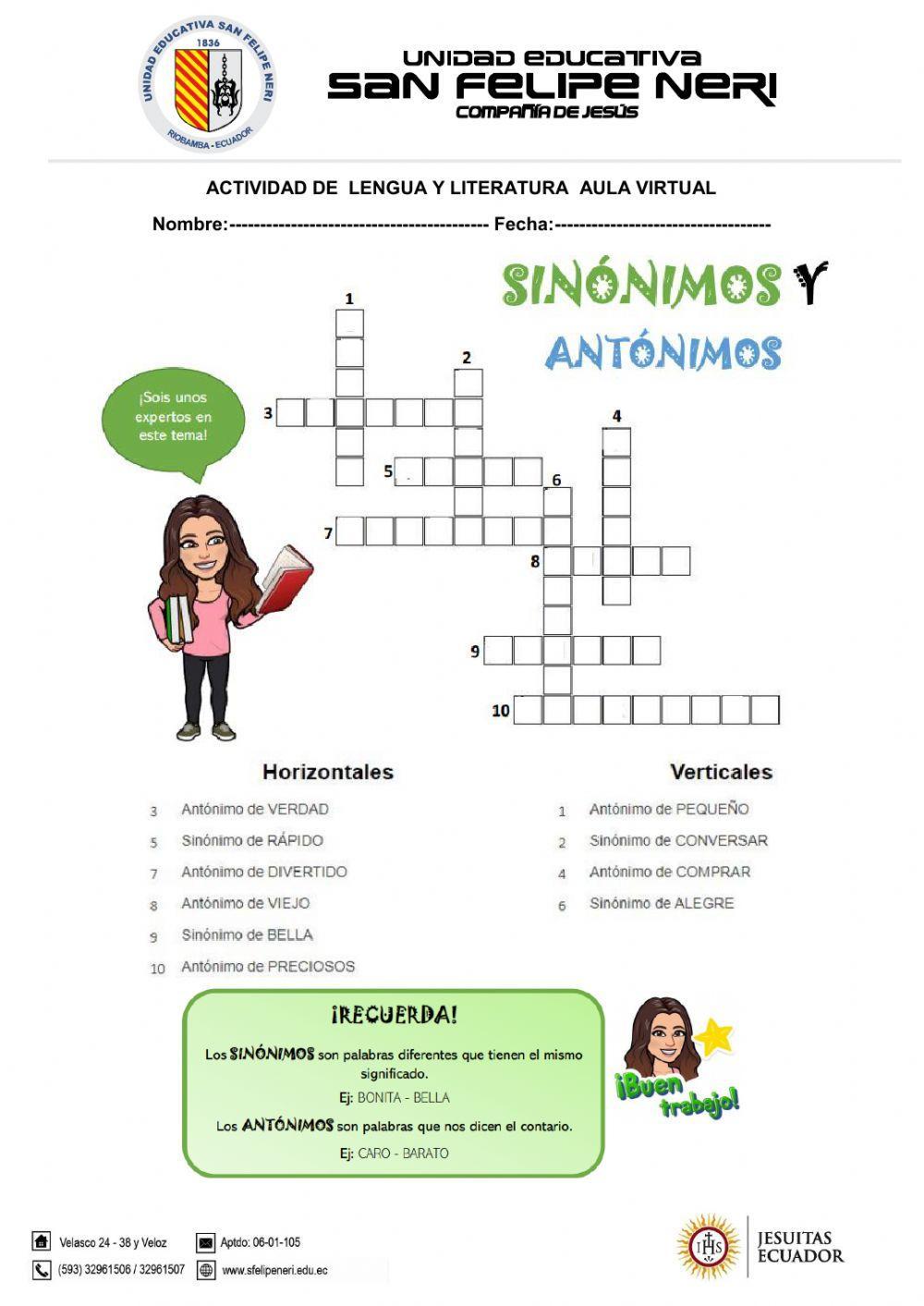 Sinónimos y Antónimos