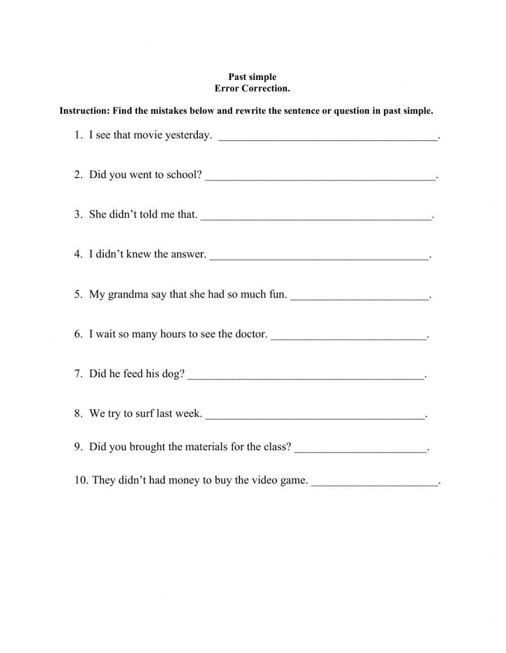 Synonyms Mistakes, Error, Blunder worksheet