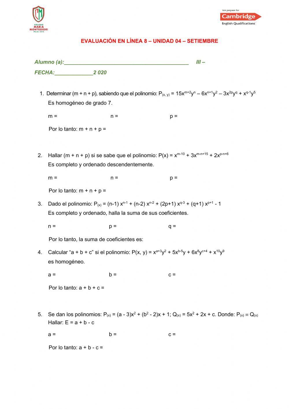 Polinomios especiales